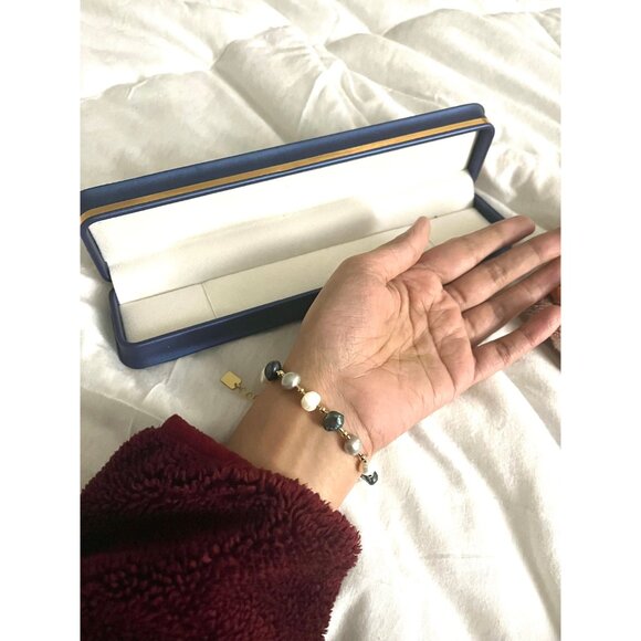 pearl bracelet Vintage statement chain cultured bead bracelet gold wit gift box - Picture 3 of 10